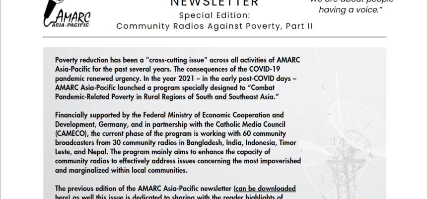 Newsletter Special Edition: Community Radios Against Poverty, Part II