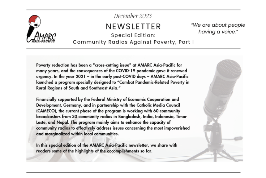 Newsletter Special Edition: Community Radios Against Poverty, Part I